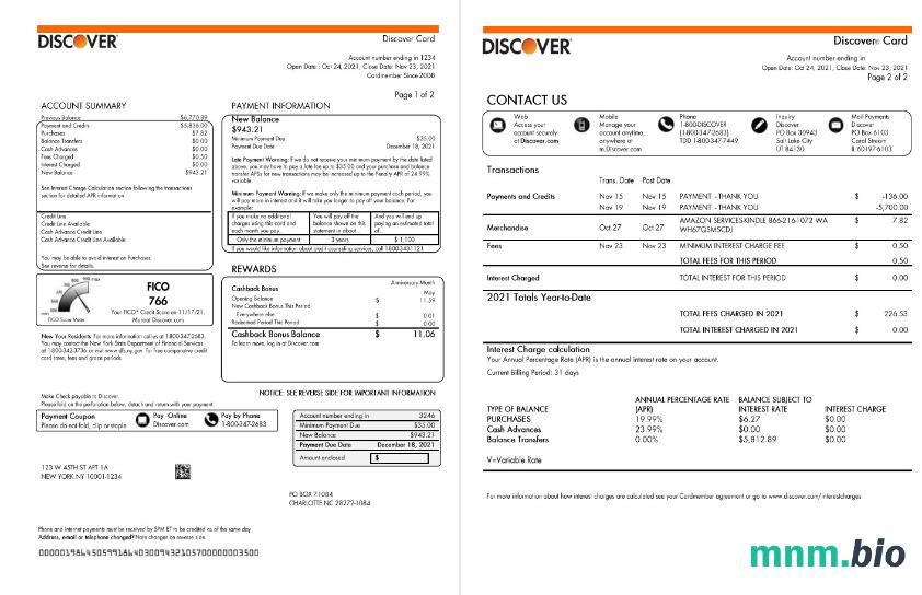 Wyciąg z konta bankowego USA Dave, szablon Word i PDF, 5 stron